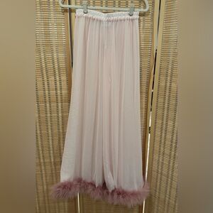 Sleeper Sheer Pink Pants with Fur Trim